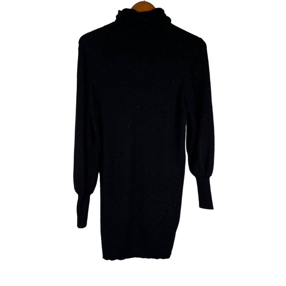 Wilfred Sweater Dress Size XS Turtleneck Long Sleeve Ribbed Merino Wool Black